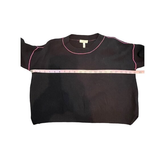 Joie Black Women Pink Seams Sweater Wool Cashmere Blend Short Crew Neck Size XXS - Picture 4 of 9